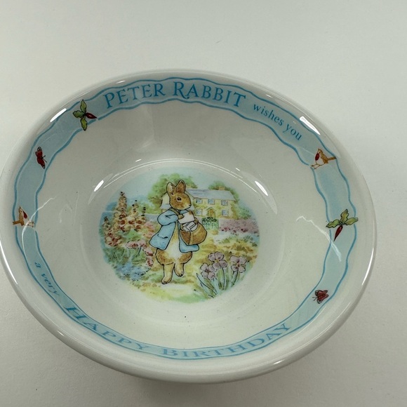 WEDGWOOD Peter Rabbit Child Birthday Cereal Oatmeal Bowl 1996 NEW in Box - Picture 3 of 9